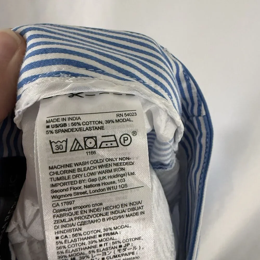 Banana Republic Shorts Women's 2 Blue White Striped Floral Embroidered Pockets - Picture 8 of 8